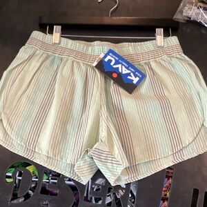 Kavu Women's Aberdeen Shorts - Mint and Gray Stripes